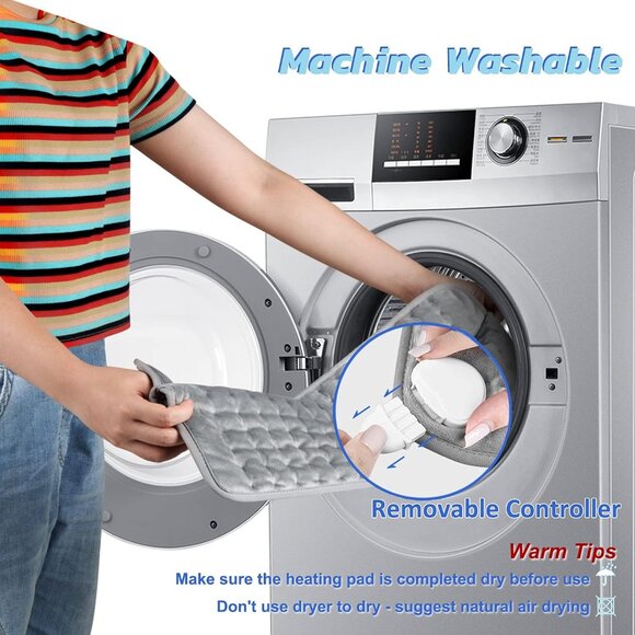 Electric Heating Pad for Dry Moist Heat with Timer Auto Temp Off Light Gray - Picture 7 of 8